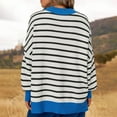 thumbnail image 5 of Amidoa Striped Women Sweater Sky Blue Plus Size Long Sleeve Fall Lightweight Sweaters Women's Cardigans M, 5 of 8