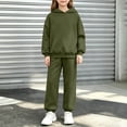 thumbnail image 2 of BXJX Girls Outfit Sets, School Long Sleeve Outdoor 2 Piece Hoodies and Joggers Sets Army Green Size 10-11 T, 2 of 7