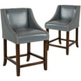 thumbnail image 2 of Flash Furniture Carmel Transitional Faux Leather Counter Stool, Light Gray, Set of 2, 2 of 14