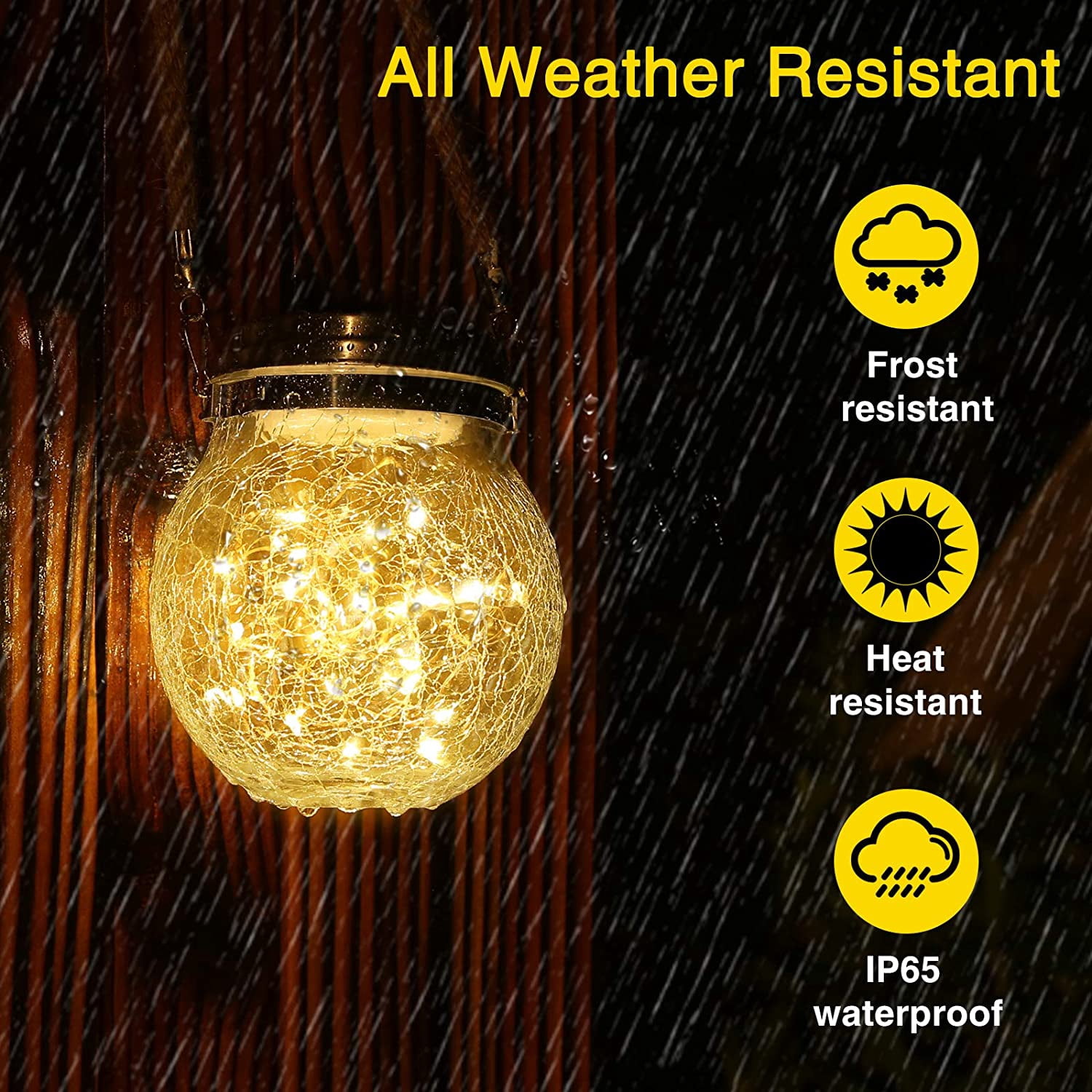 JSOT 4 Pack Solar Hanging Lanterns, LED Solar Garden Lanterns, Solar Outdoor Christmas Lights for Eaves, Patio, Fence, Pathway