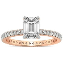 1 Carat IGI Certified Emerald Shape Lab Grown Diamond Engagement Ring | 14K Rose Gold | Claire Full Eternity Diamond Ring | FG-VS1-VS2 Quality Friendly Diamonds