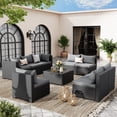 thumbnail image 6 of POTEBAN 9 Pieces Patio Conversation Set, Outdoor Black PE Wicker Sectional Sofa for Backyard Garden, Grey, 6 of 9