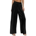 thumbnail image 2 of TANBOM Women's Summer Wide Leg Relaxed Fit Casual Pleated Polyester Pants Black Size S, 2 of 4