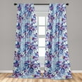 thumbnail image 4 of Ambesonne Floral Curtains, Roses Flowers Colorful Plot, Pair of 28"x63", Persian Blue and Pale Purple, 4 of 5