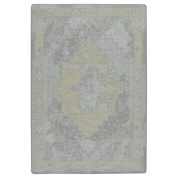 Milliken Drayton Area Rug 4000174135 Saxon Silver Ornate Medallion 5' 4" x 7' 8" Rectangle
