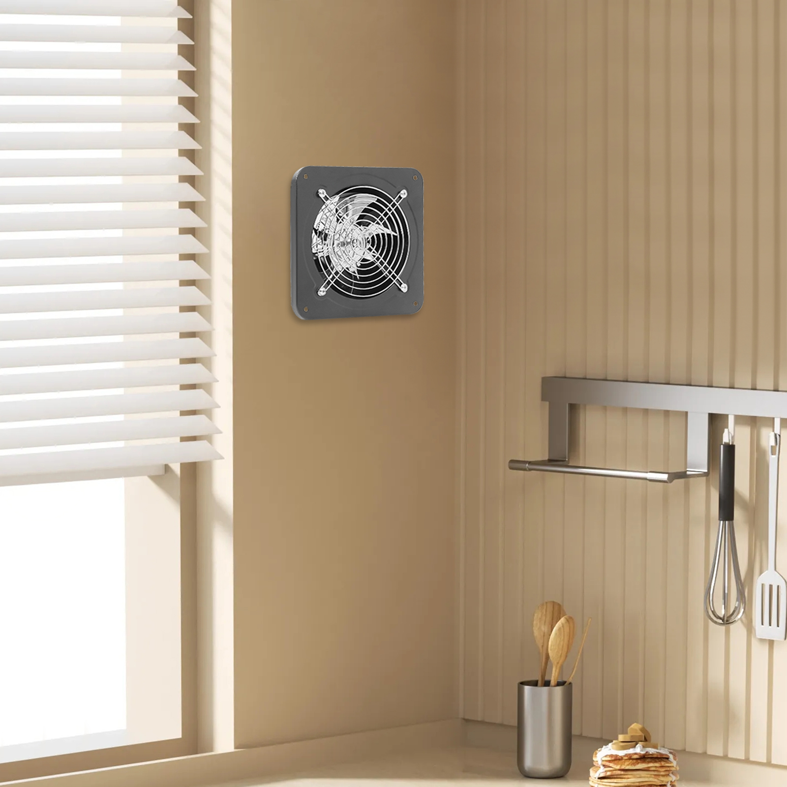 6 Inch Exhaust Fan, 110V Wall Exhaust Fan for Kitchen, Bathroom, Metal Extractor Fan for Attic, Garage, Low Noise Window Ventilation, 2600RPM