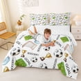 thumbnail image 3 of Erosebridal Green Soccer Court Queen Comforter Set,Football Sport Games Bedding Comforter Set For Boys Teens,Reversible 3-Piece, 3 of 7