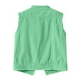 thumbnail image 3 of YDFCWXW Women's Solid Color Slim Fit Sleeveless Distressed Denim Jean Vest Jacket （Green, XL）, 3 of 3