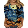 thumbnail image 2 of Quaouag Halloween Shirts for Women Witches Gather Party Tshirt Halloween Witches Graphic Tees Witches Full Moon Art Print Shirt, 2 of 5
