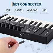 25-Key MIDI Keyboard Controller – USB MIDI Keyboard for Computer Recording, Portable MIDI Controller with Velocity-Sensitive Keys, Musical Instrument Gift Set For Beginner