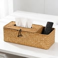 thumbnail image 4 of Straw Woven Tissue Box with Remote Control Storage, Decorative Wooden Storage Organizer for Living Room Coffee Table, Dustproof and Eco-Friendly, 4 of 6