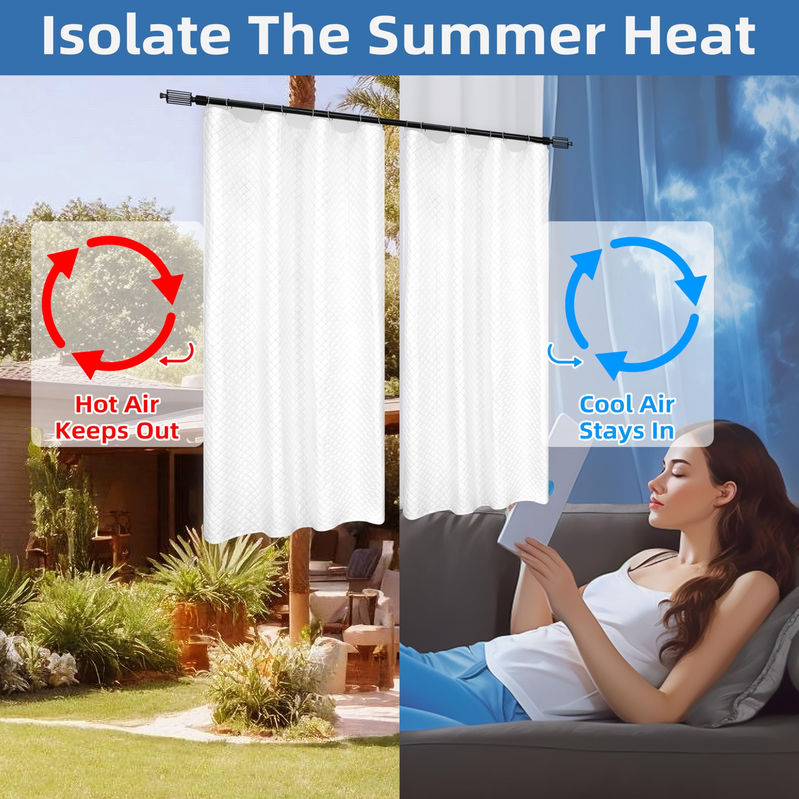DriftAway Soundproof Thermal Insulated Quilted Curtain Liners for Bedroom Sound Barrier Blackout Cold Heat Noise Reducing Energy Saving 50 Inches by 58 Inches Grayish White Two Panels