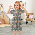 thumbnail image 3 of FORMRS Girls Short Sleeve Dress Summer Casual Round Neck A-line Beach Sundress, Sizes 2T-8T, Abstract Water Lilies Pattern, 3 of 8