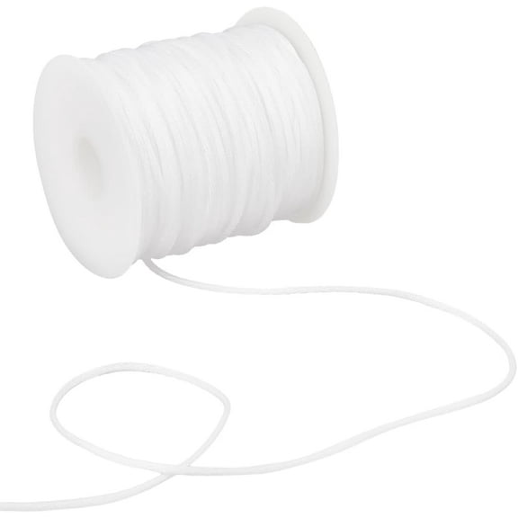 50Yards White Nylon Cord Lanyard String Satin Rattail Cord 1.5mm Friendship Bracelet String Beading Thread Silk String Silky Nylon Cord for Jewelry Making Macrame Trim Cord Kumihimo Craft White