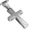 Stainless Steel Silver-Tone Cross Crucifix Prayer in English Pendant Necklace