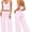 Pink, variant on PISONIC Womens Workout Sets Two Piece Halter Crop Top Matching Straight Leg Pants Gym Work Pilates Outfits