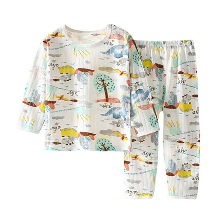 

Kukoosong Toddler Boys Girls Pajamas Sets Summer Baby Girl Boy Casual Long Sleeve Thin Air-Conditioned Clothing Home Clothing Two Piece Set Gray 3-4 Years