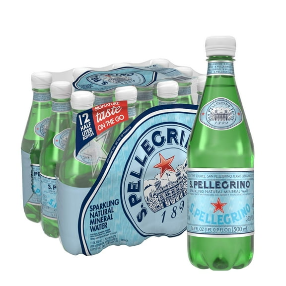 S.Pellegrino Sparkling Natural Mineral DMF15 Water, Plastic Bottles, 16.9 Fl Oz (Pack of 12)