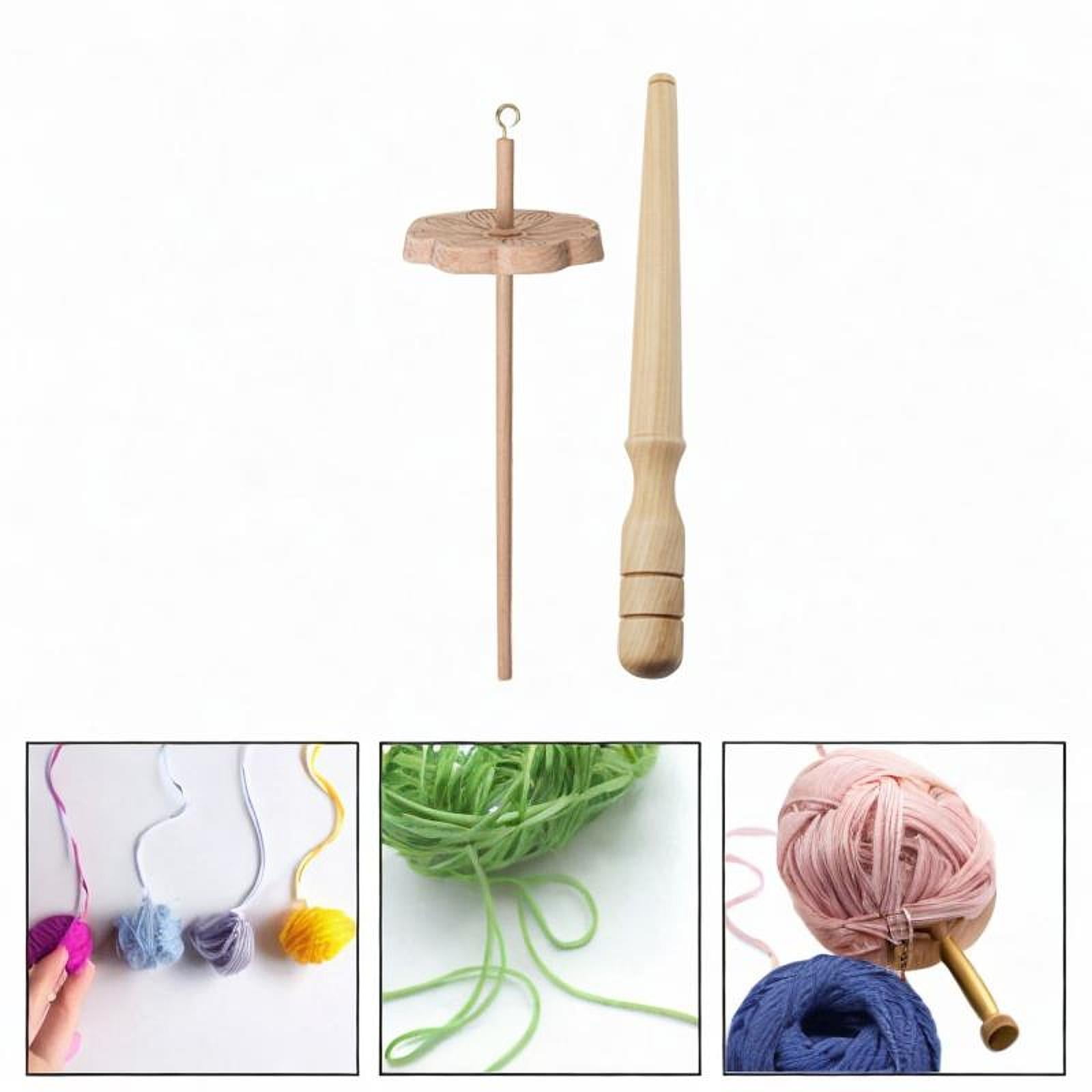 FVDPWYE Drop Spindle Wooden DIY Crafts Supply with Winder Stick Portable Weaving Spindle without wool strips