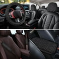 thumbnail image 4 of Pzuqiu Black Leopard Print Automobile Interior Sets Car Front Rear Seat Cover Steering Wheel Seat Belt Headrest Center Console Cushion Pad Keychain Coaster 14 Pcs Full Set Covers Fit Most Vehicles, 4 of 7
