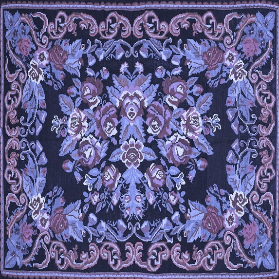 Ahgly Company Indoor Square Medallion Blue French Area Rugs, 4' Square