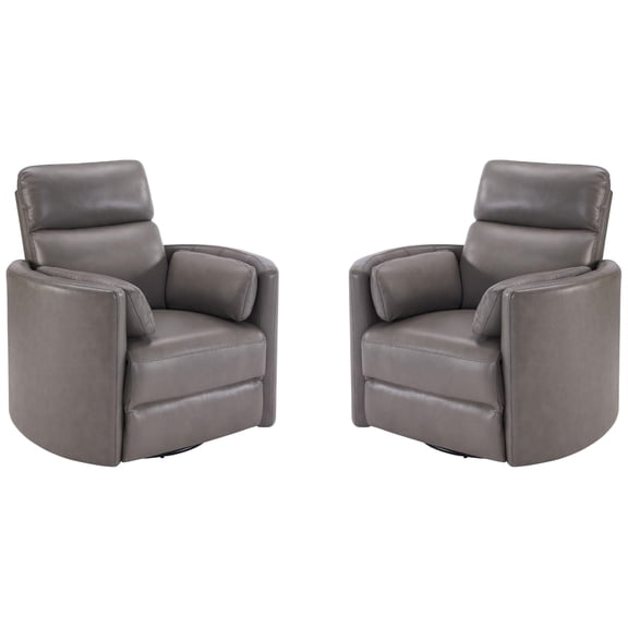 Pemberly Row Modern Leather Charcoal Power Swivel Glider Recliner (Two Pack)