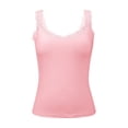 thumbnail image 3 of Helii Women's Lace Trim Cotton Camisole – 95% Cotton 5% Spandex Slim Fit Tank Top, Soft Stretchy Basic Layering Tank for Women, Everyday Undershirt with Lace Detail Pink,XXXXXL, 3 of 9