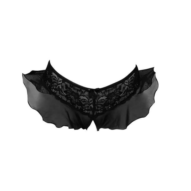 2PC Underwear Women High Waisted Open Crotch Sexy Panties Sexy Lace Slit  Thong Mesh Skirt Sexy Lingerie 