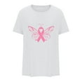 thumbnail image 5 of WREESH Breast Cancer Awareness T-Shirts For Women Trendy Pink Ribbon Butterfly Tops Basic Short Sleeve Round Neck Tees Casual Loose Fit Blouses White, 5 of 5