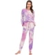 thumbnail image 3 of Ropa de hogar de otoño e invierno, traje de pantalón de manga larga con efecto tie-dye para mujer, pijama informal para mujer, 3 of 6