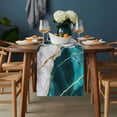 thumbnail image 2 of Marble Turquoise Table Runner - 60 Inch Long, Kitchen Dining Table Runner Dresser Scarves, Abstract Gold White Brick Stone Motif Farmhouse Decor for Coffee Tables Wedding Party Banquet, 2 of 8