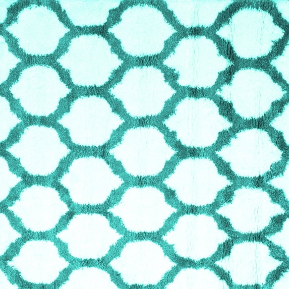 Ahgly Company Machine Washable Indoor Square Trellis Turquoise Blue Contemporary Area Rugs, 5' Square