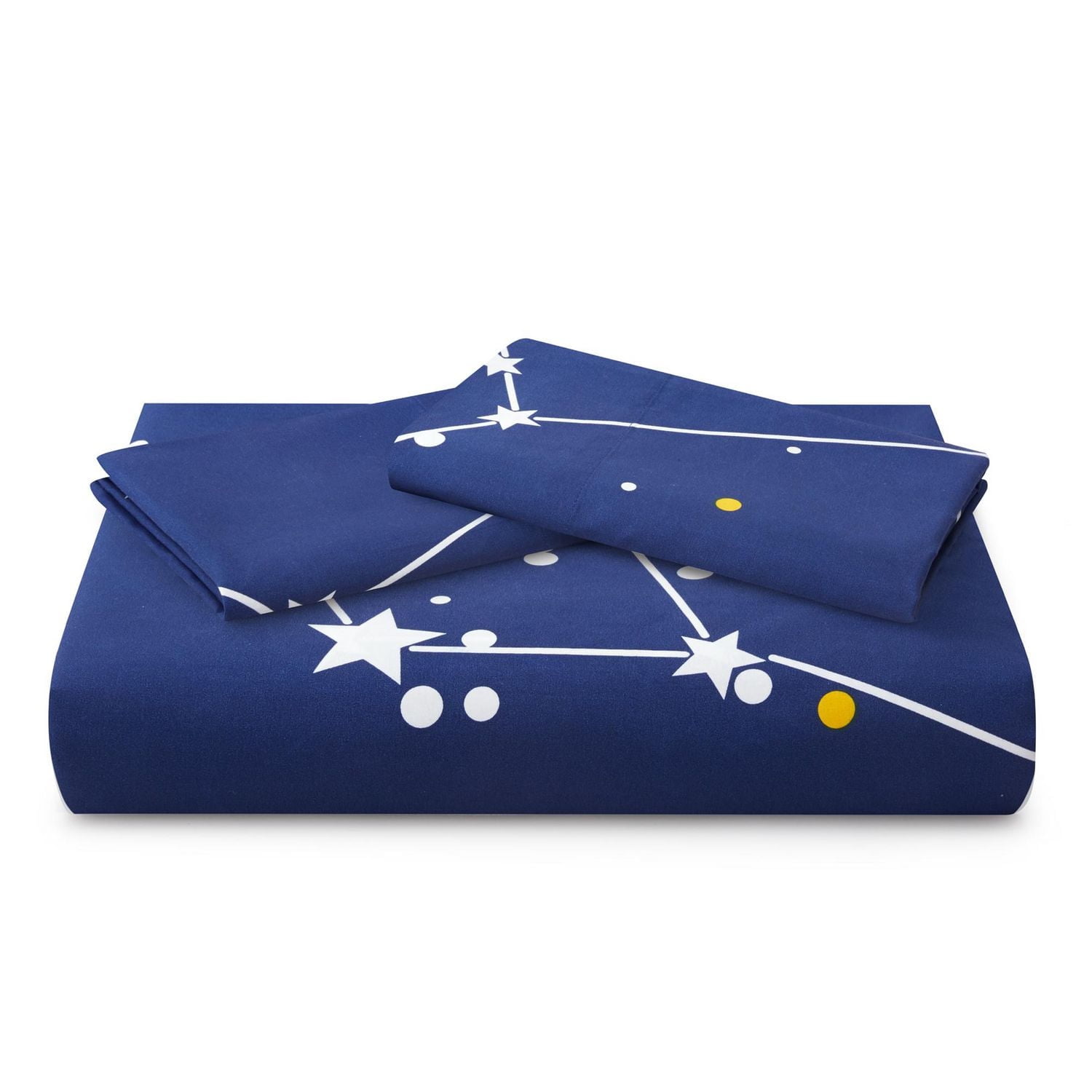 Literie toutes saisons Marina Decoration, housse de couette ultra douce et soyeuse, en rayonne de bambou richement imprimée, avec taies d'oreiller, motif astérisme bleu marine