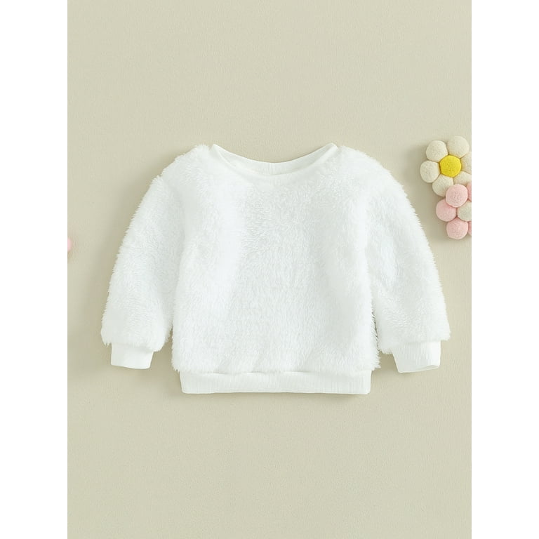 Fuzzy white pullover best sale
