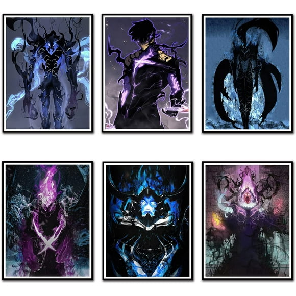 Solo leveling poster,Japan Anime Poster set,The painting on the wall of the anime posters room,anime decor wallpaper(Anime,8x10inchx6pcs Unframed