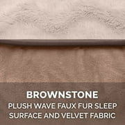 FurHaven Pet Products Velvet Waves Perfect Comfort Full Support Orthopedic Sofa-Style Pet Bed for Dogs & Cats - Brownstone, Medium