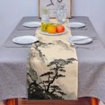 thumbnail image 3 of Table Runner 72 Inches Long for Dining Room Asian Washable Burlap Linen Tabletop Collection for Party Dinner Holidays Ink Painting Style Chinese Mountain, 3 of 7