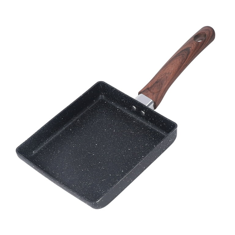 Cast Iron Nonstick Frying Flat Bottom Omelette Pan with Wooden Handle –  Kitchen Groups