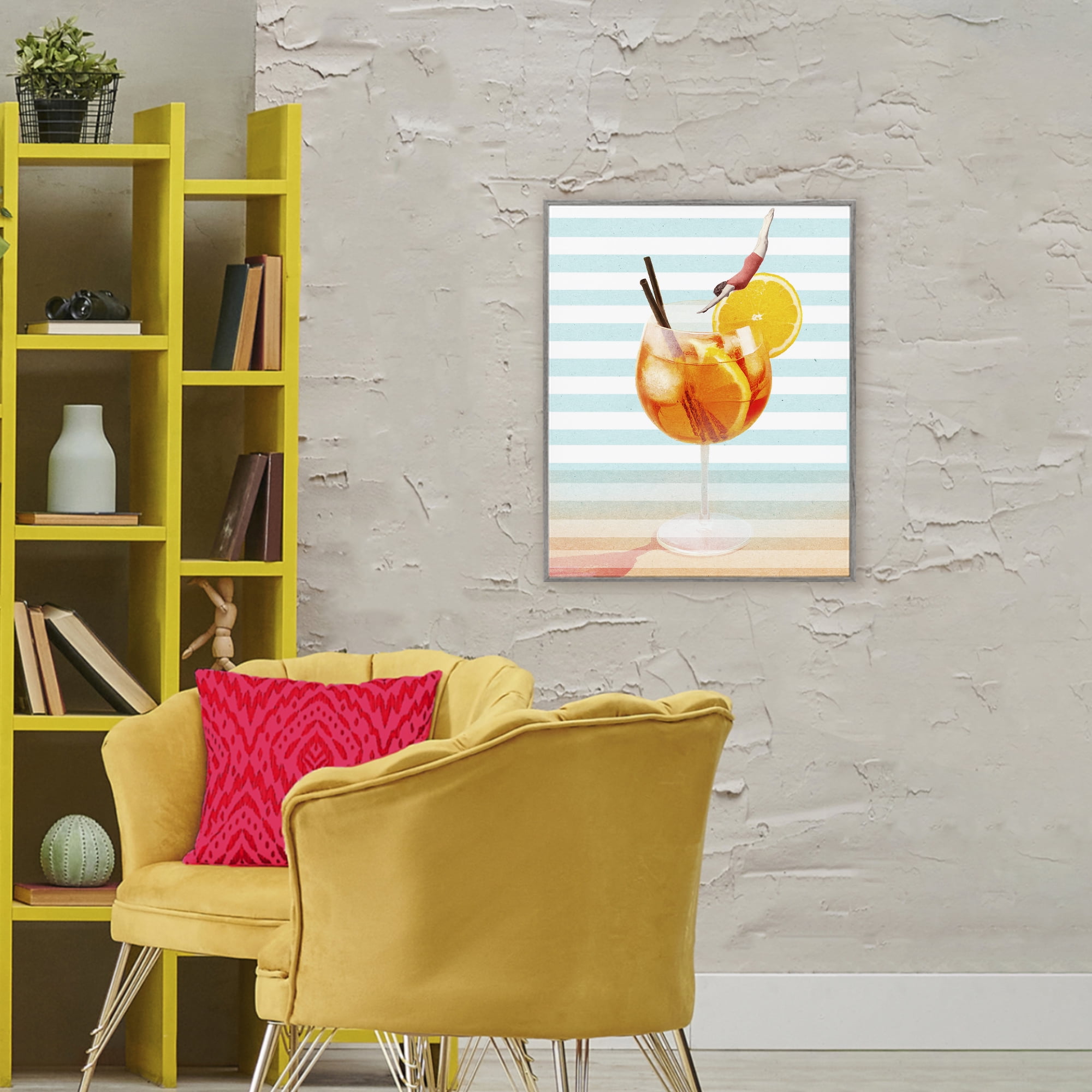 Spritz Cocktail Dive Gray Framed Giclee Art, design by Lil' Rue