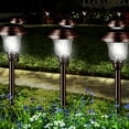 thumbnail image 2 of 4 Pack Solar Pathway Lights, Decorative Solar Garden Lights Waterproof Glass Stainless Steel Auto-on/off Solar Landscape Lights for Lawn, Patio, Yard, Garden, Pathway, Driveway, 2 of 8