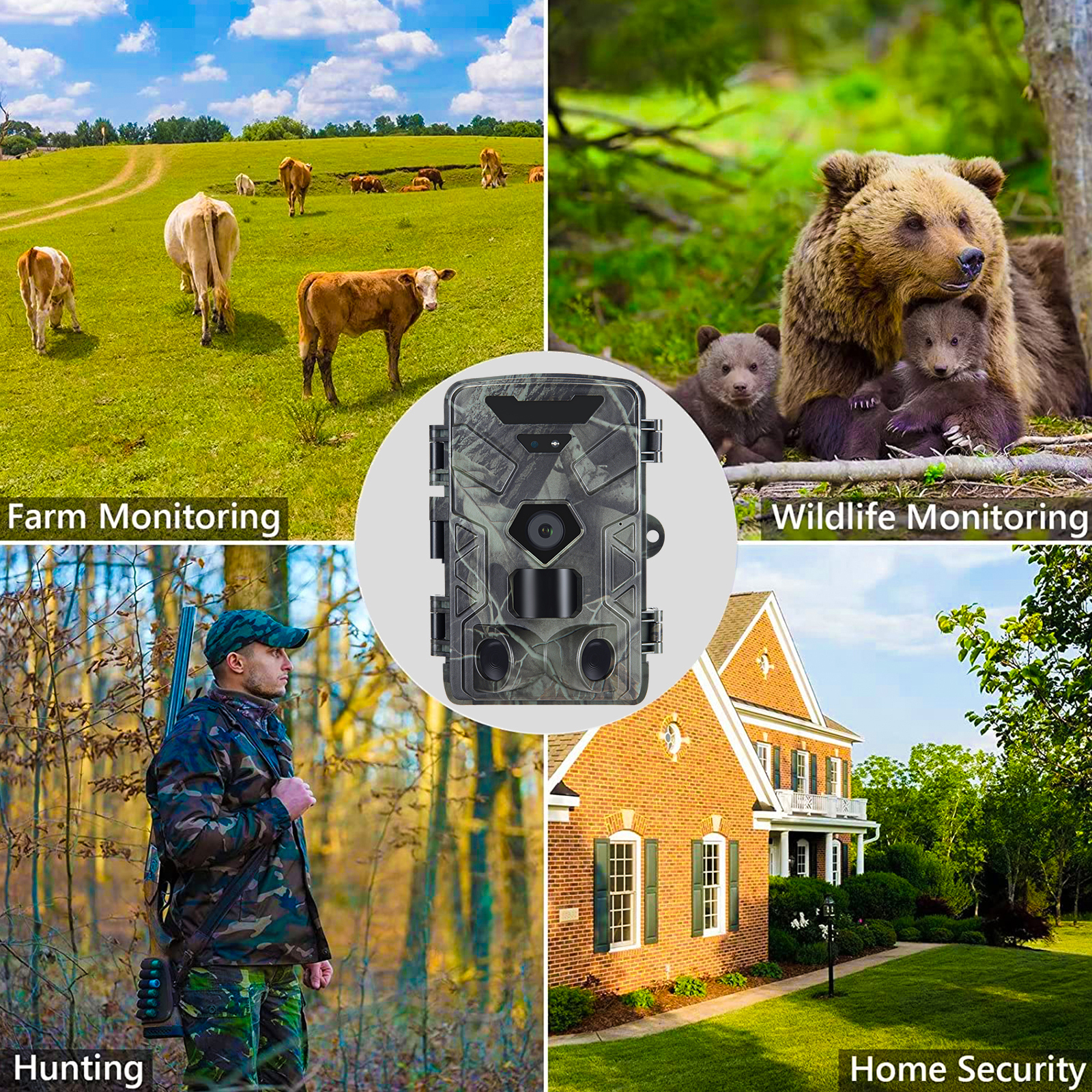 SuntekCam Trail Camera,50MP 4K Game Camera Hunting Camera with 32GB SD Card Low Glow Night Vision Motion Activated 120° Waterproof for Outdoor Scouting Wildlife Monitoring