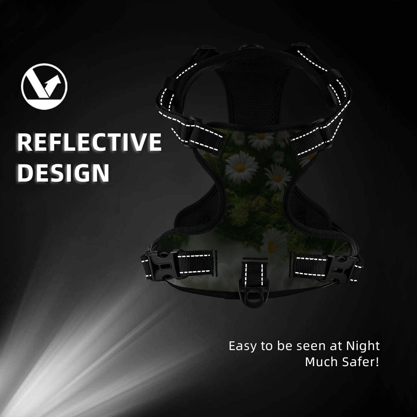 Vsdgher Nature Hand Daisies Art Dog Harness, No-Pull Pet Harness, Dog Vest, Pet Vest for Small to Large Dogs-Medium