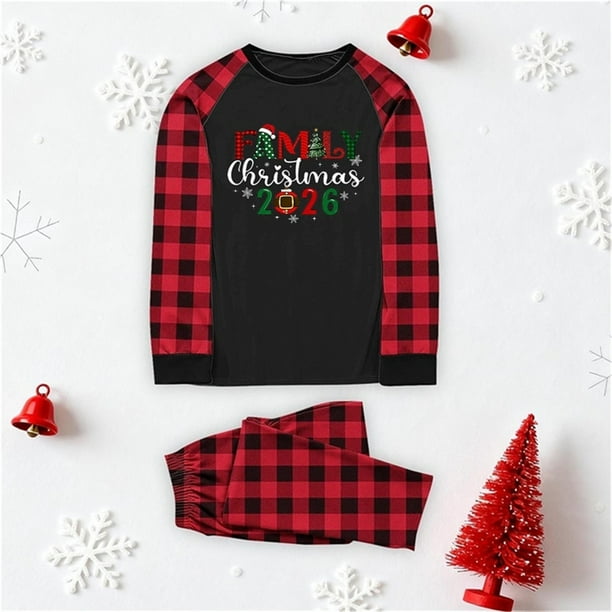 Pijama familiar europeo con estampado navideño de moda, traje para padres e hijos, blusa y pantalones de poliéster para mujer