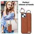 thumbnail image 6 of Allytechgroup 2024 New Trendy Back Case Cover for Apple iPhone 14, Premium PU Leather Luxury Design with Ring Holder Stand Bracket Bumper Shockproof Phone Case for Girls Women, Brown, 6 of 8
