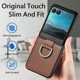 thumbnail image 3 of Allytechgroup Motorola Razr 2025 Case with Ring Holder, Slim Fit Shell Vintage PU Leather Back Cover Anti-Scratch Shock Resistant Phone Case for Motorola Razr 60/Razr 2025 - Brown, 3 of 13