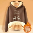 thumbnail image 4 of Christmas Cute Reindeer Hoodies for Women 2025 Long Sleeve Heavyweight Hooded Sweatshirt Pullover Tops, 4 of 5