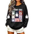 thumbnail image 5 of Spooky Season Sweatshirt Womens Ghost Graphic Pullover Crew Neck Long Sleeve Loose Fit Casual Fall Tops Ribbed Cuffs and Hem Cute Halloween Long Sleeve Sweatshirt, 5 of 7