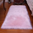 thumbnail image 1 of Pink Sheepskin Faux Fur Area Rug - Bedroom and Living Room Rug (2' x 3'), 1 of 5