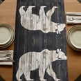 thumbnail image 5 of White Brown Bear 60 Inch Table Runner, Rustic Country Retro Wood Grain Farmhouse Dresser Scarf Cotton & Linen Tablerunner for Dining/Kitchen Island/Holiday Party Décor 13" x 60", 5 of 9