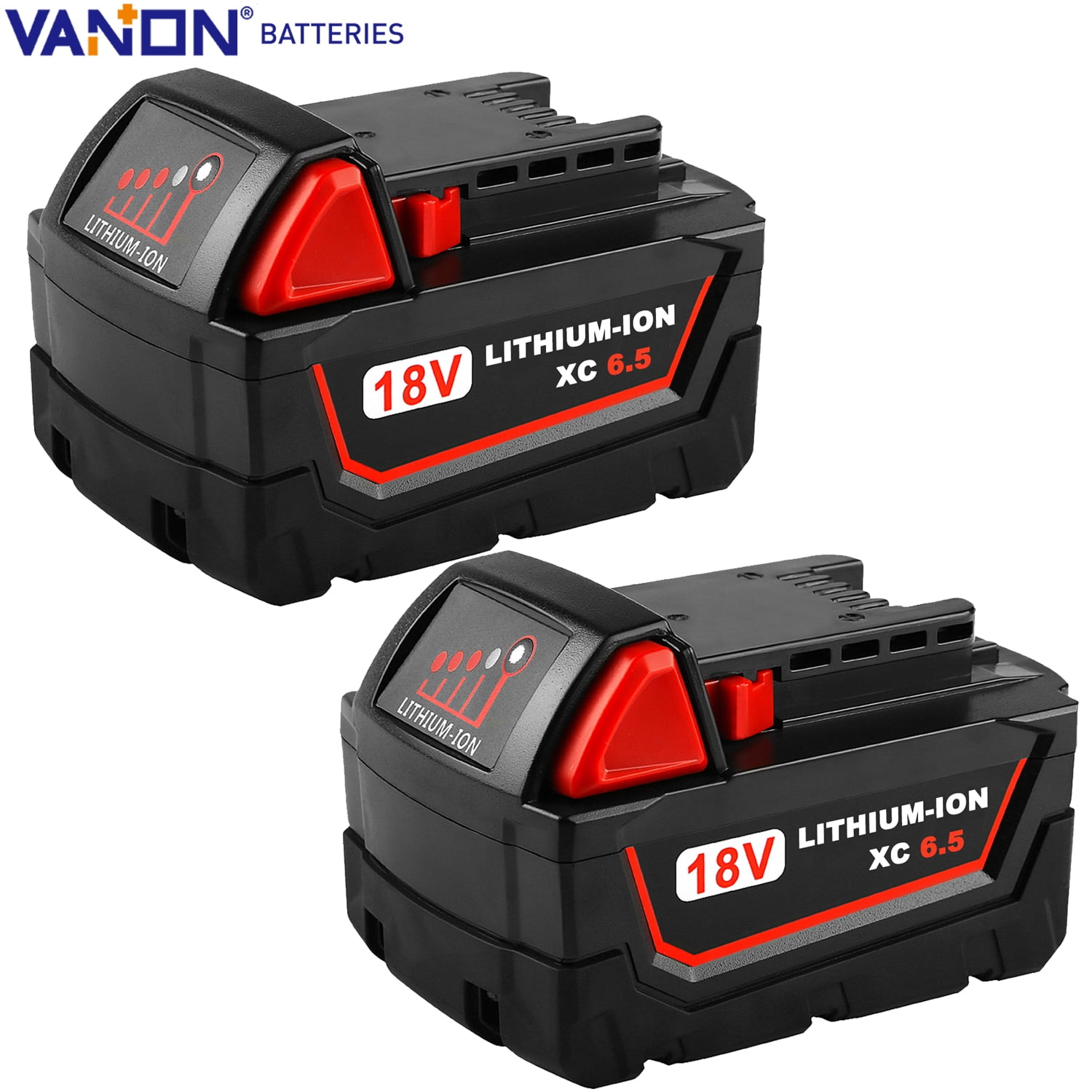 2Packs 6.0Ah Lithium Battery Replacement for Milwaukee M18 18V Battery M18B 48-11-1820 48-11-185048-11-1828 48-11-10 m18 Cordless Power Tools Batteries 